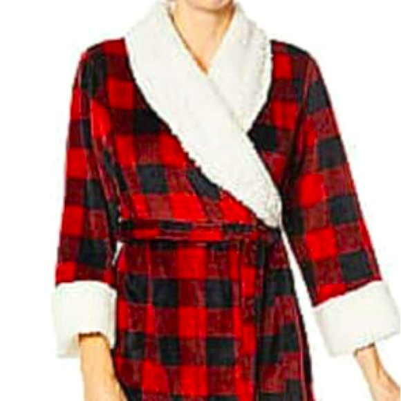 Red Front Robe Sherpa Collar - Picture 1 of 2